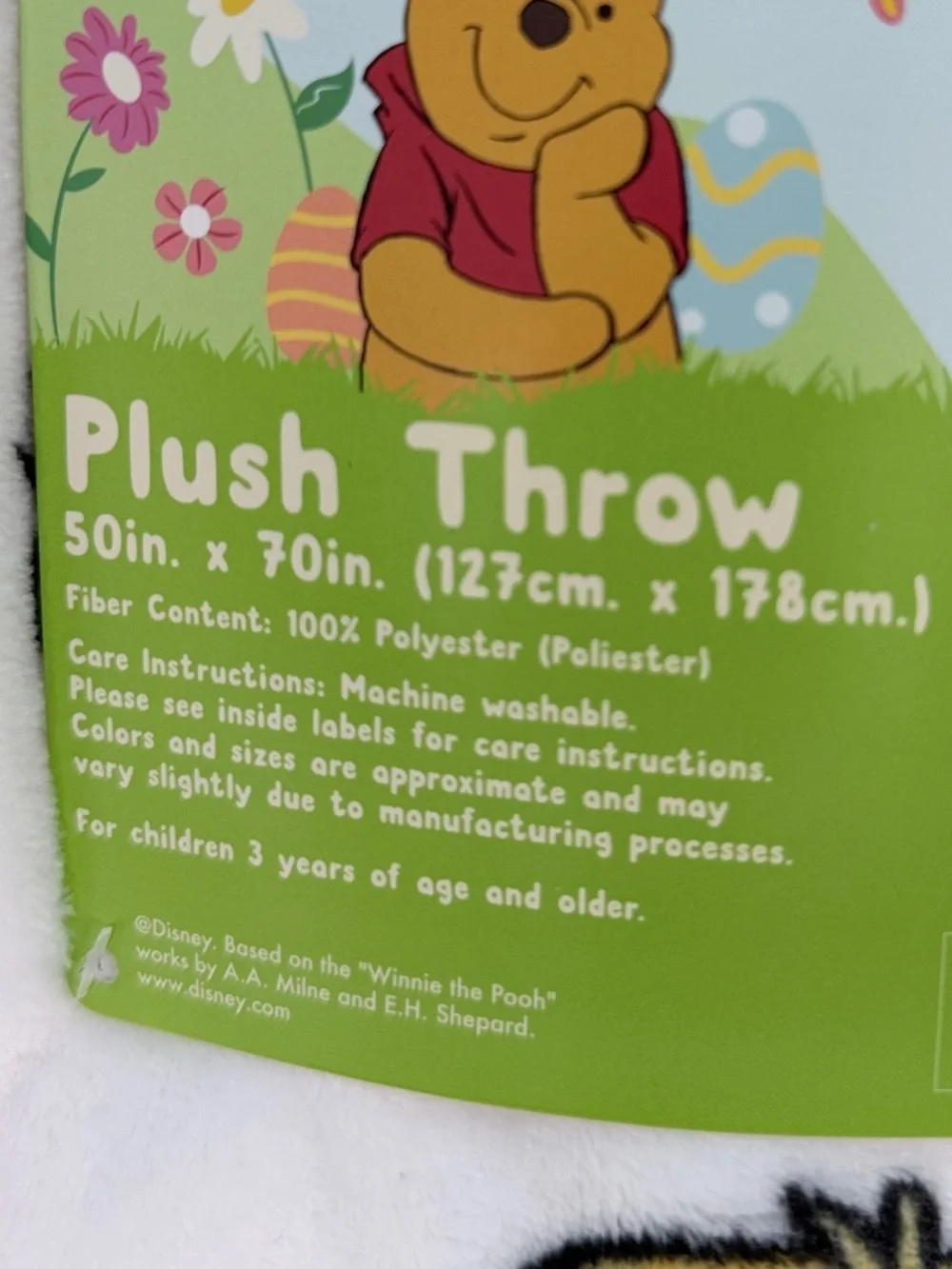 Disney Winnie The Pooh Plush Throw Blanket Easter Eggs Chick Print 50x70 Soft
